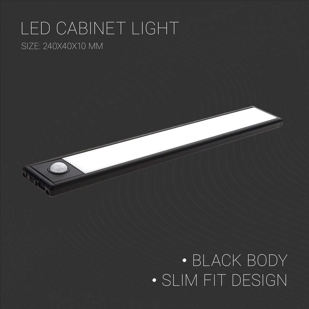 LED Cabinet Light Slim Fit Black Body PIR Sensor - product view
