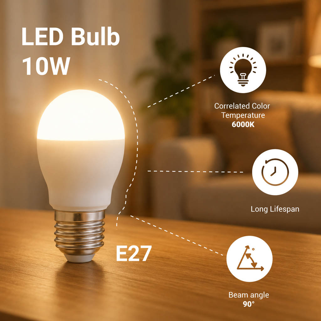 LED Bulb E27 G46 10W 6000K - product view