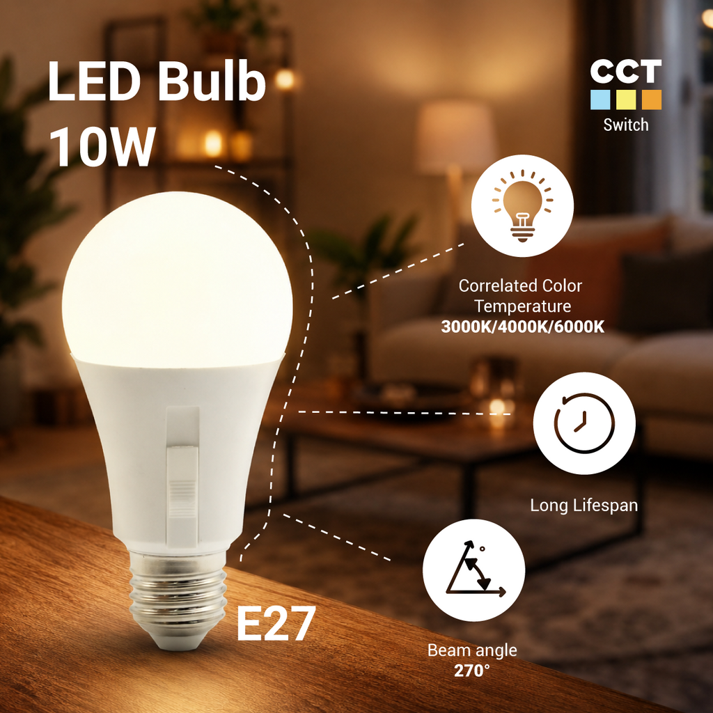 LED Bulb E27 A60 10W 3CCT-SELECTABLE - product view