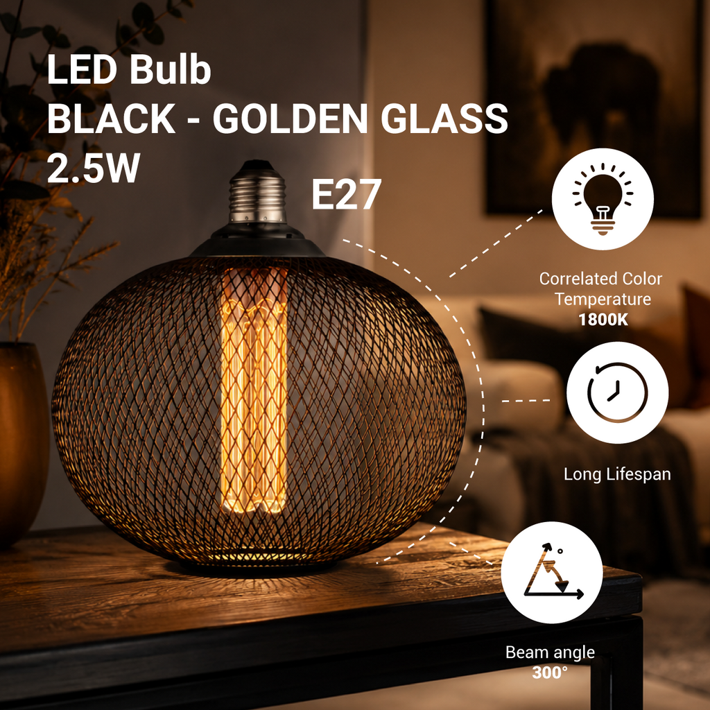 LED Bulb E27 2.5W BLACK - GOLDEN GLASS - product view