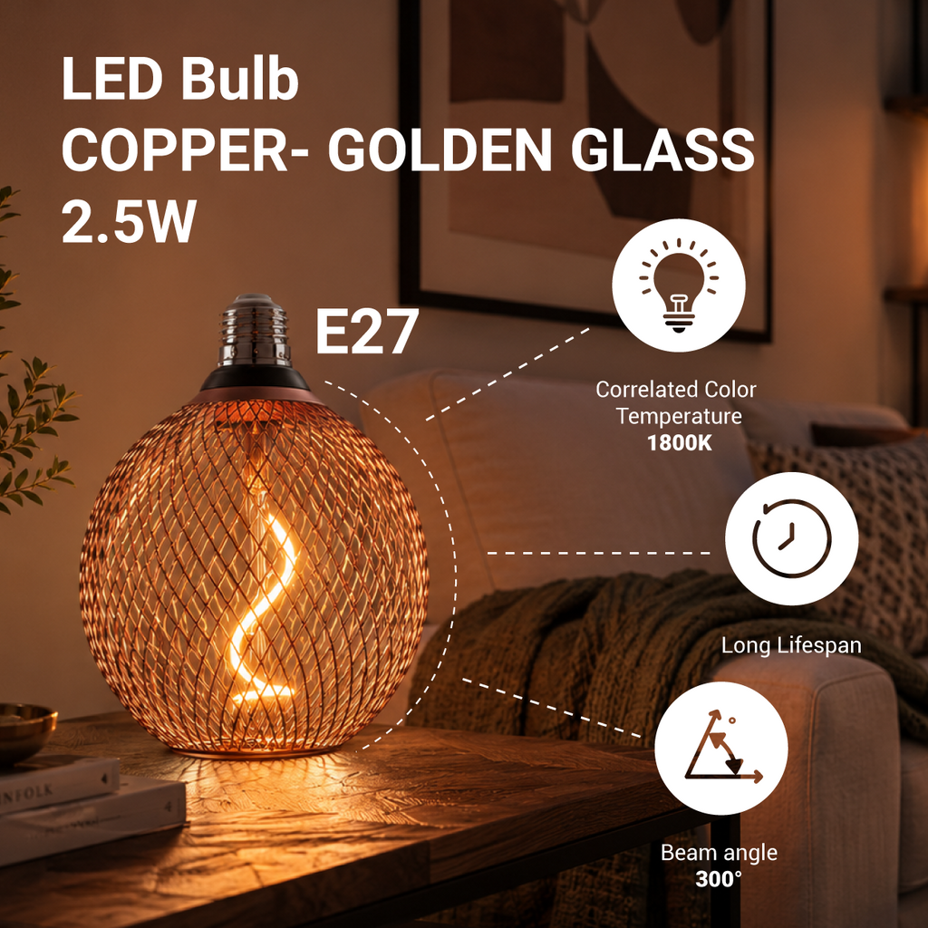 LED Bulb E27 2.5W COPPER - GOLDEN GLASS - product view