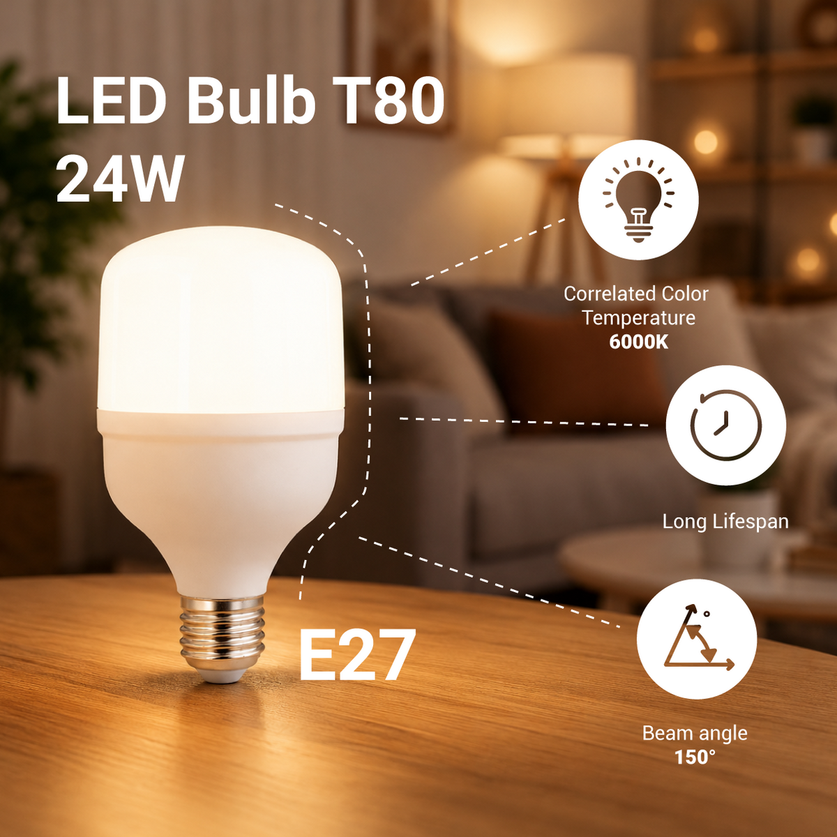 LED Bulb E27 T80 24W - product view