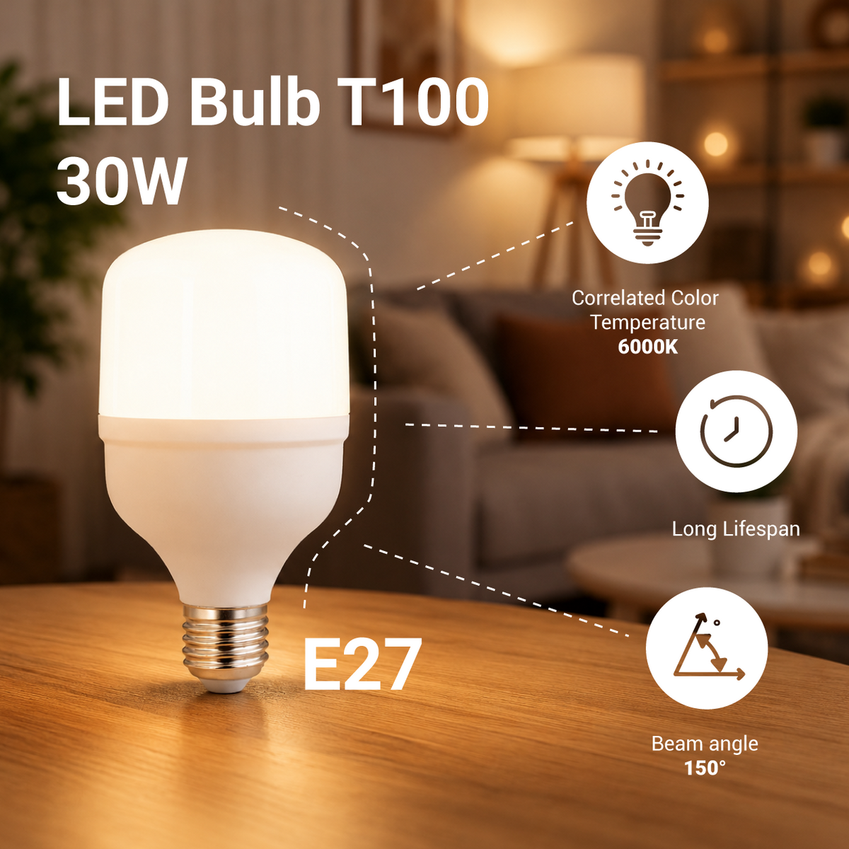 Bombilla LED E27 T120 30W - product view