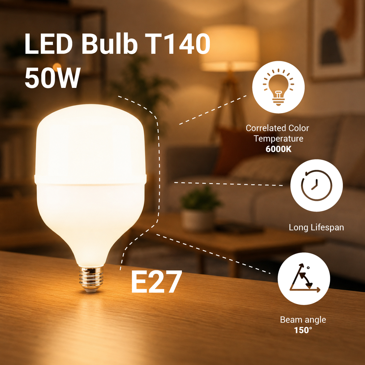 LED Bulb E27 T140 50W - product view