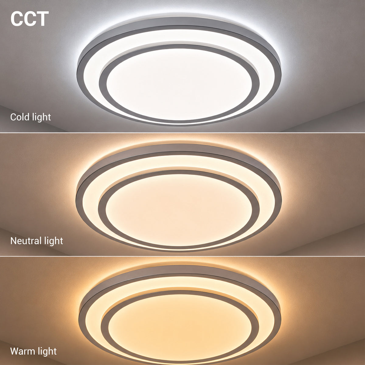 LED Ceiling Light 12W White/Silver Body CCT - image 3