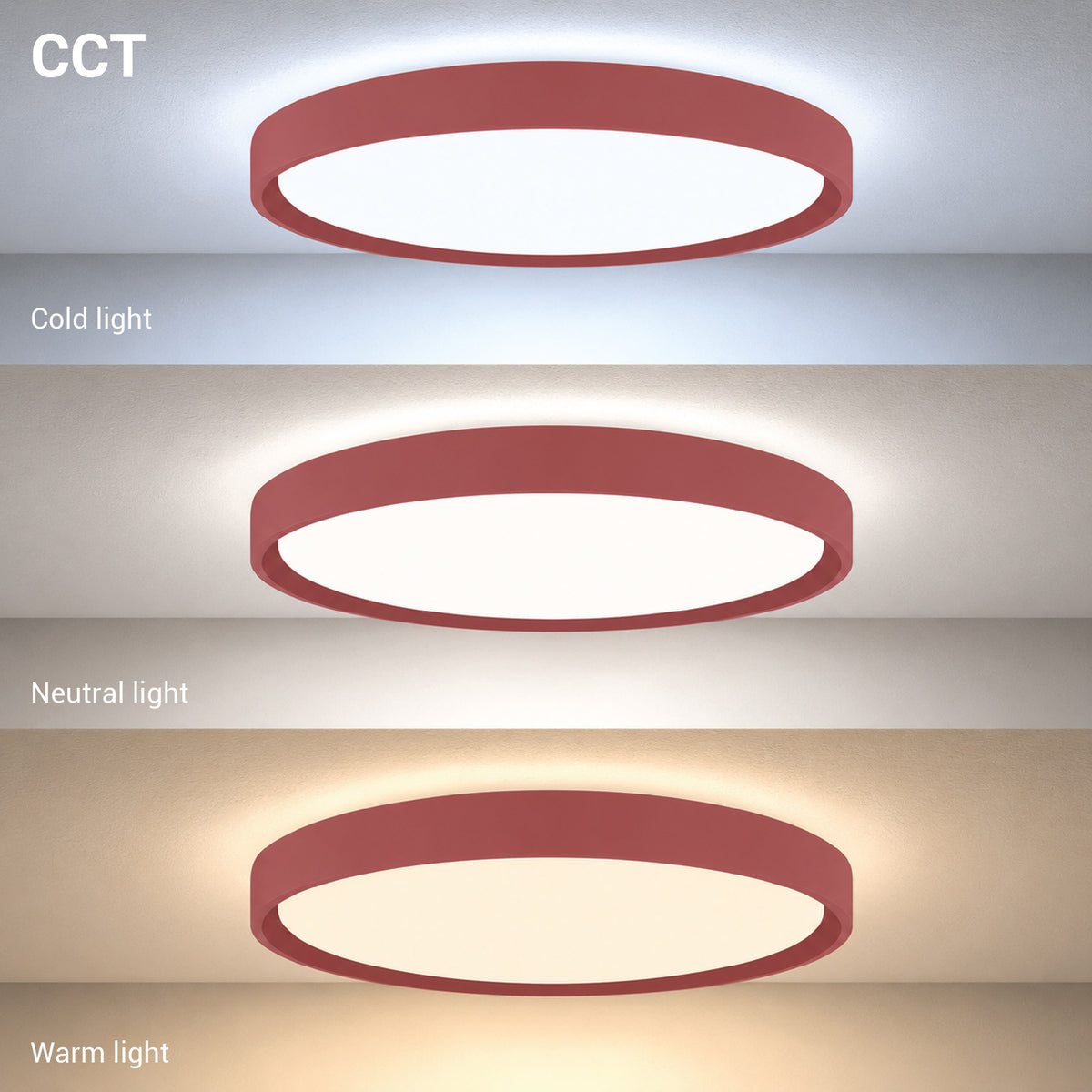 LED Ceiling Light 36W White/Red Velvet Body CCT - image 3