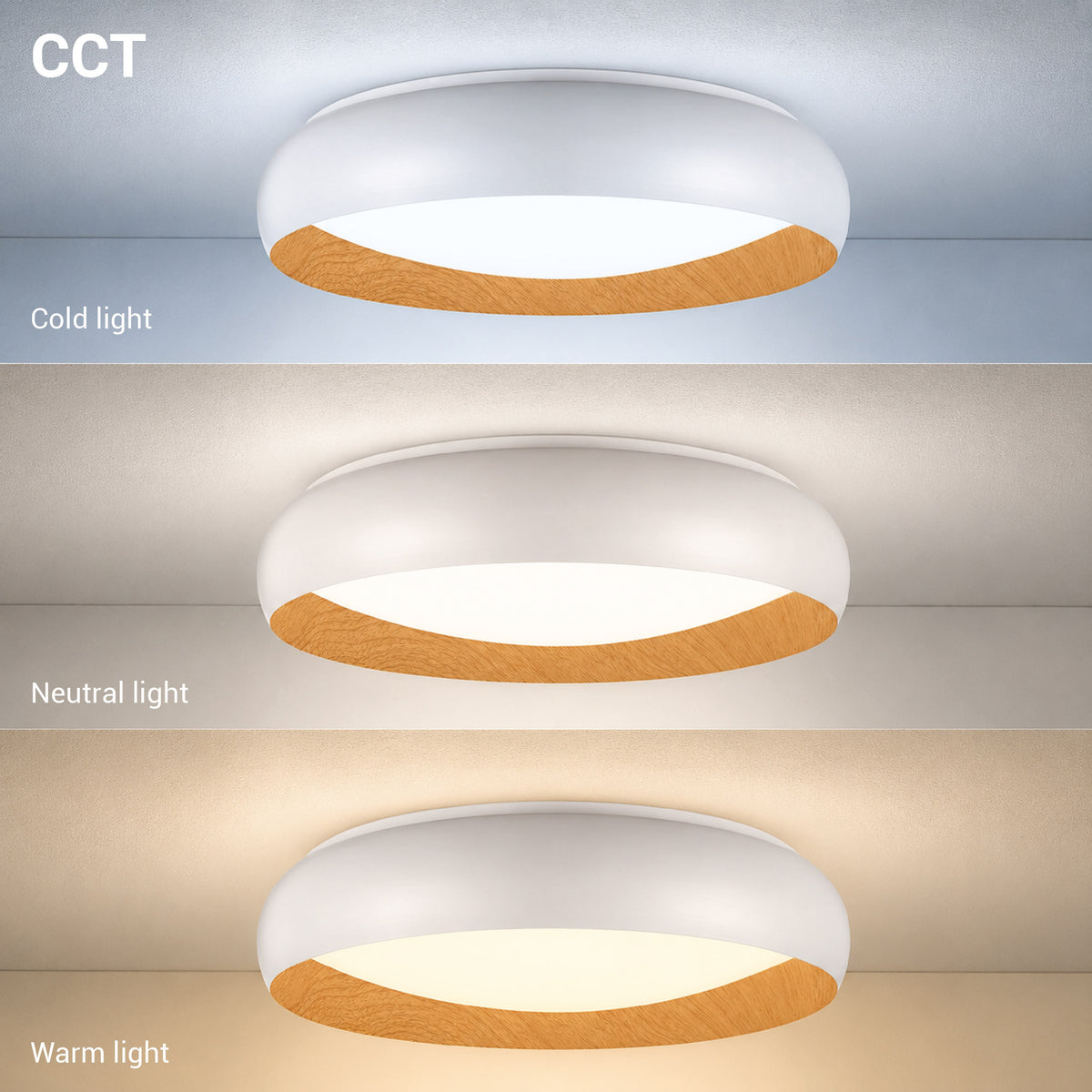 LED Ceiling Light 36W White/Wood Body CCT - image 3