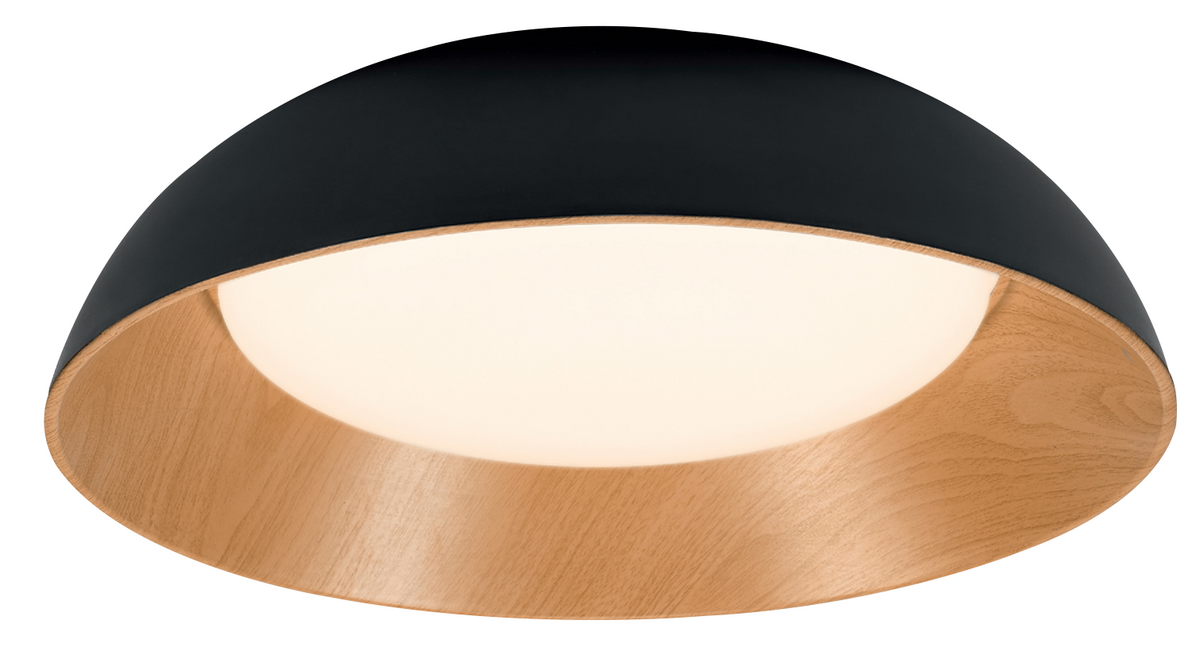 LED Ceiling Light 24W Black/Wood Body CCT