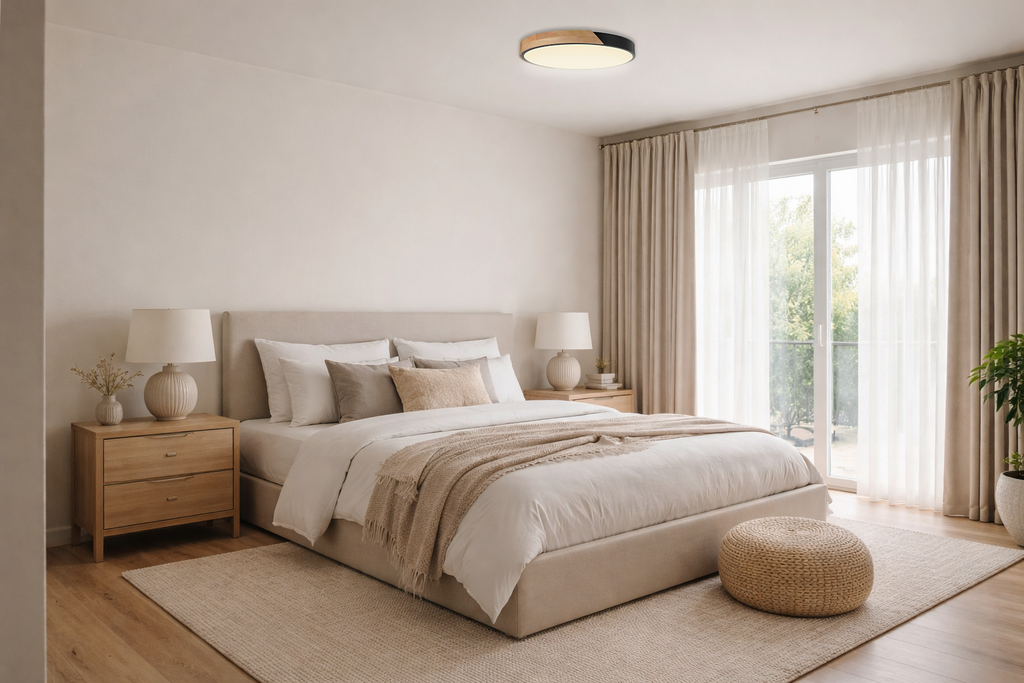 LED Ceiling Light 48W Black/Wood Body CCT + Remote Control - image 5