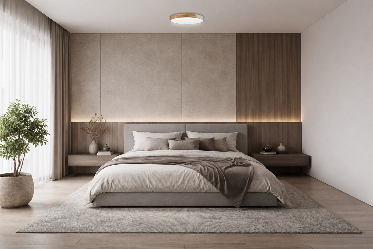 LED Ceiling Light 48W White/Wood Body CCT + Remote Control - image 5