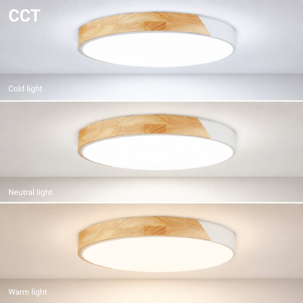 LED Ceiling Light 48W White/Wood Body CCT + Remote Control - image 3