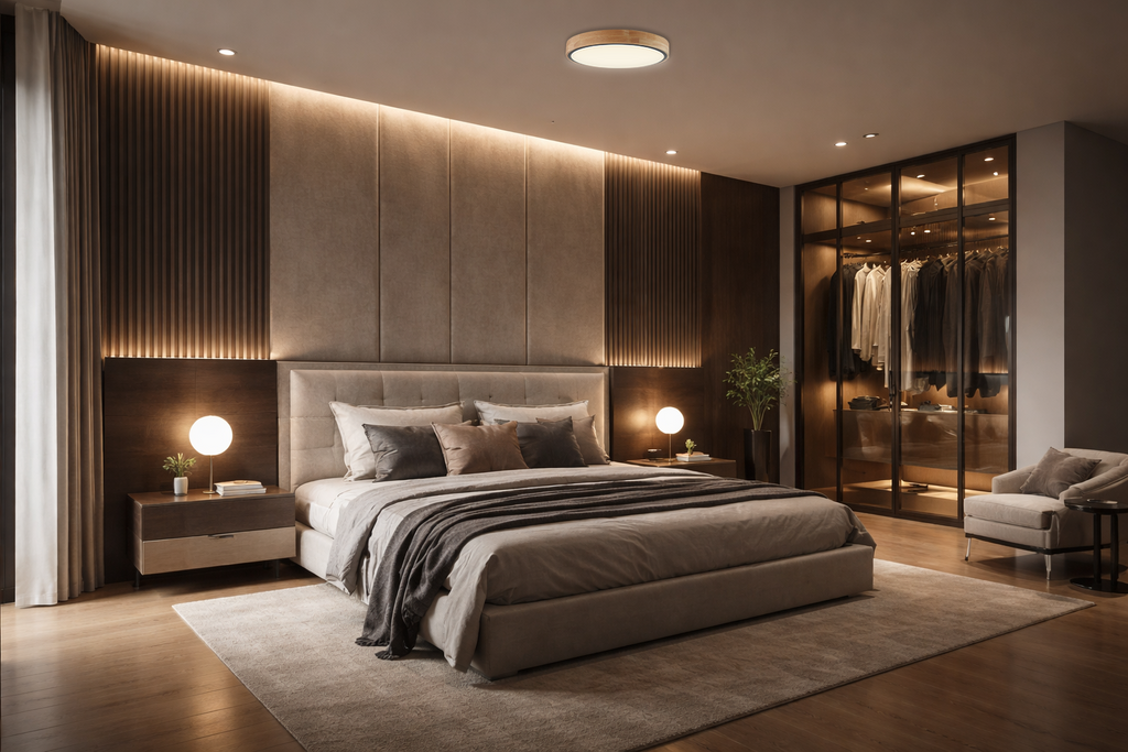 LED Ceiling Light 60W Black/Wood Body CCT + Remote Control - image 5