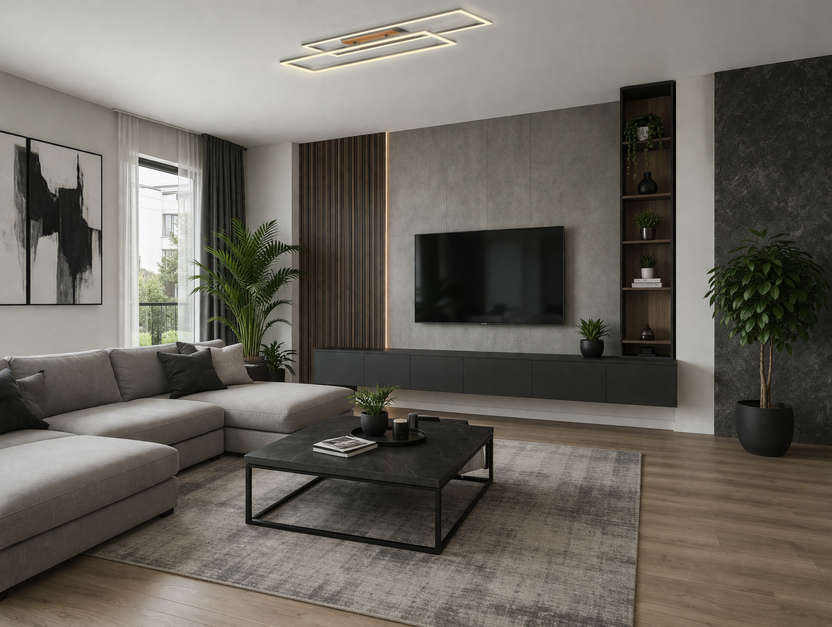 LED Ceiling Light 86W Black/Wood Body CCT + Remote Control - image 5