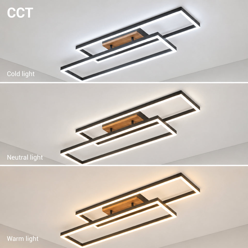 LED Ceiling Light 86W Black/Wood Body CCT + Remote Control - image 3