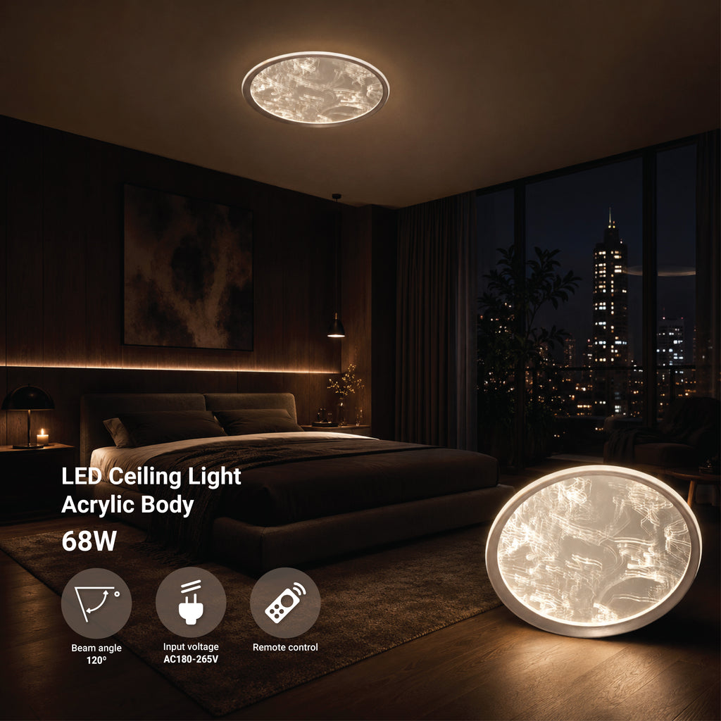 LED Ceiling Light 68W Acrylic Body CCT + Remote Control - product view