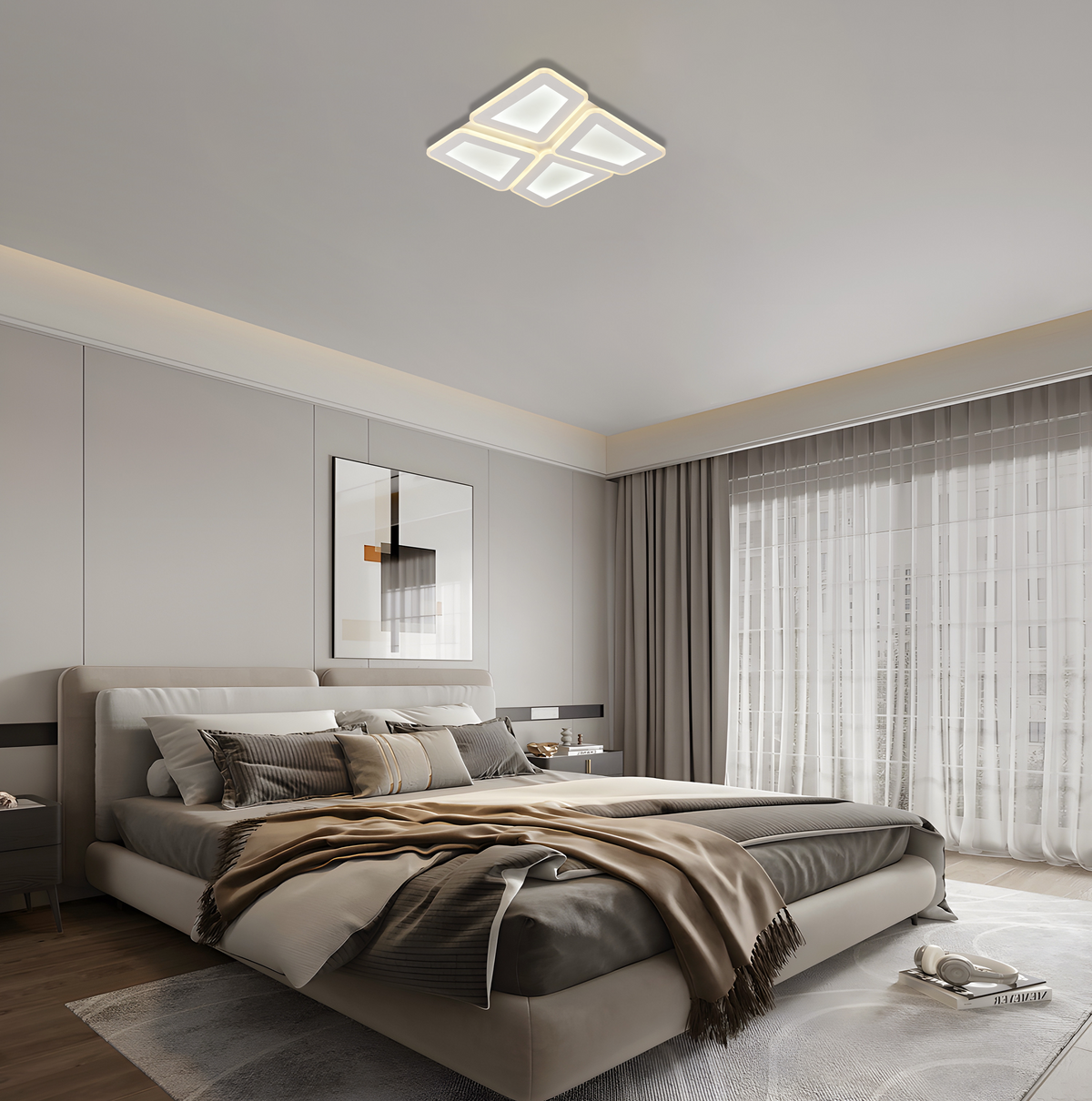 LED Ceiling Light 128W White/Grey Body CCT + Remote Control - image 5