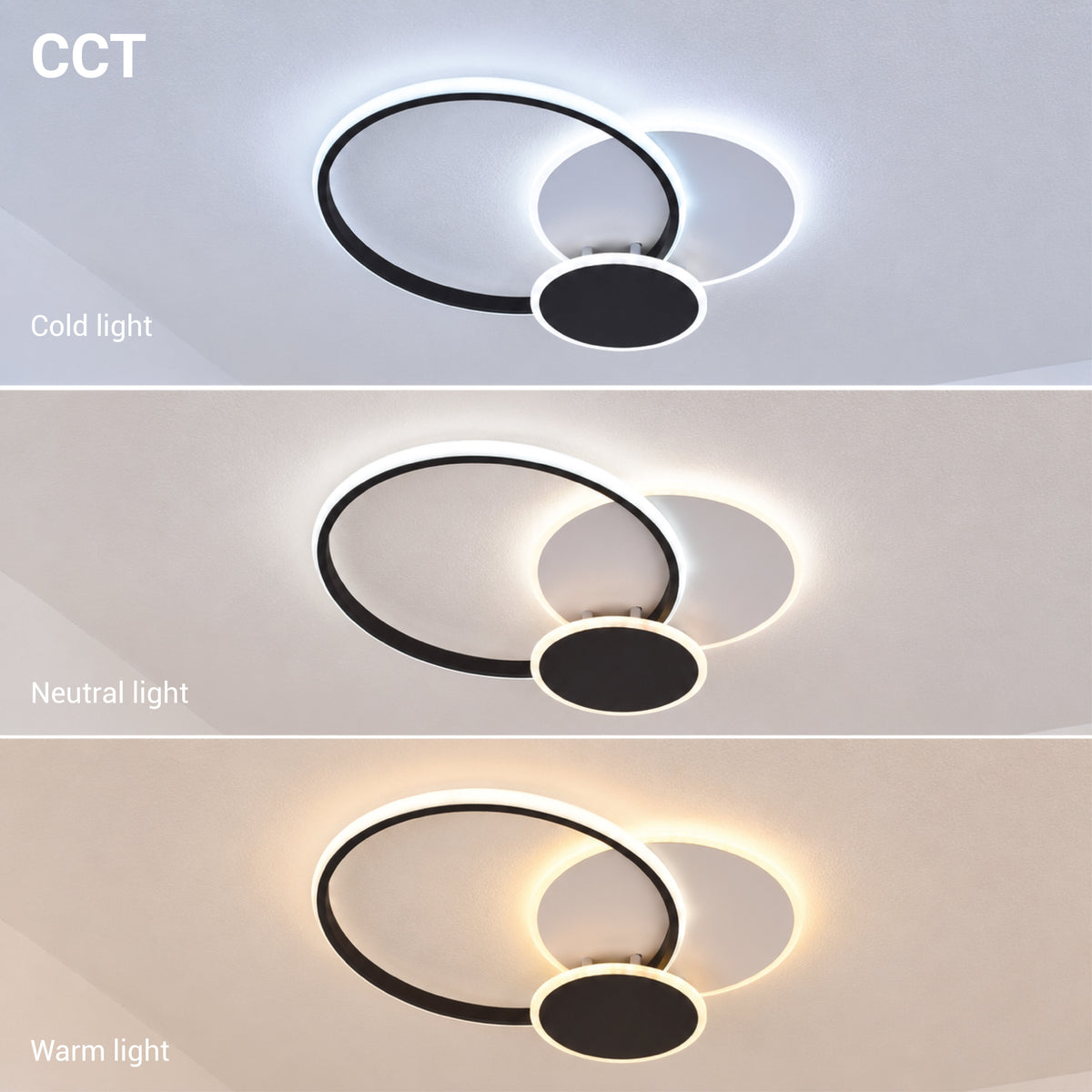 LED Ceiling Light 78W White/Black Body CCT + Remote Control - image 3