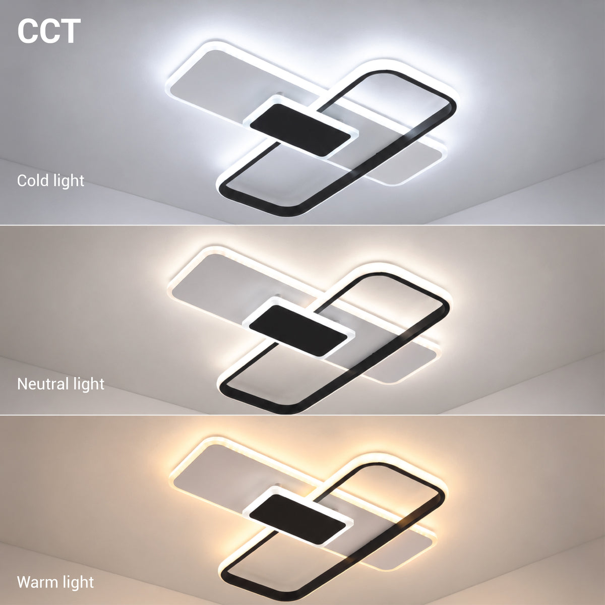 LED Ceiling Light 68W White/Black Body CCT + Remote Control - image 3