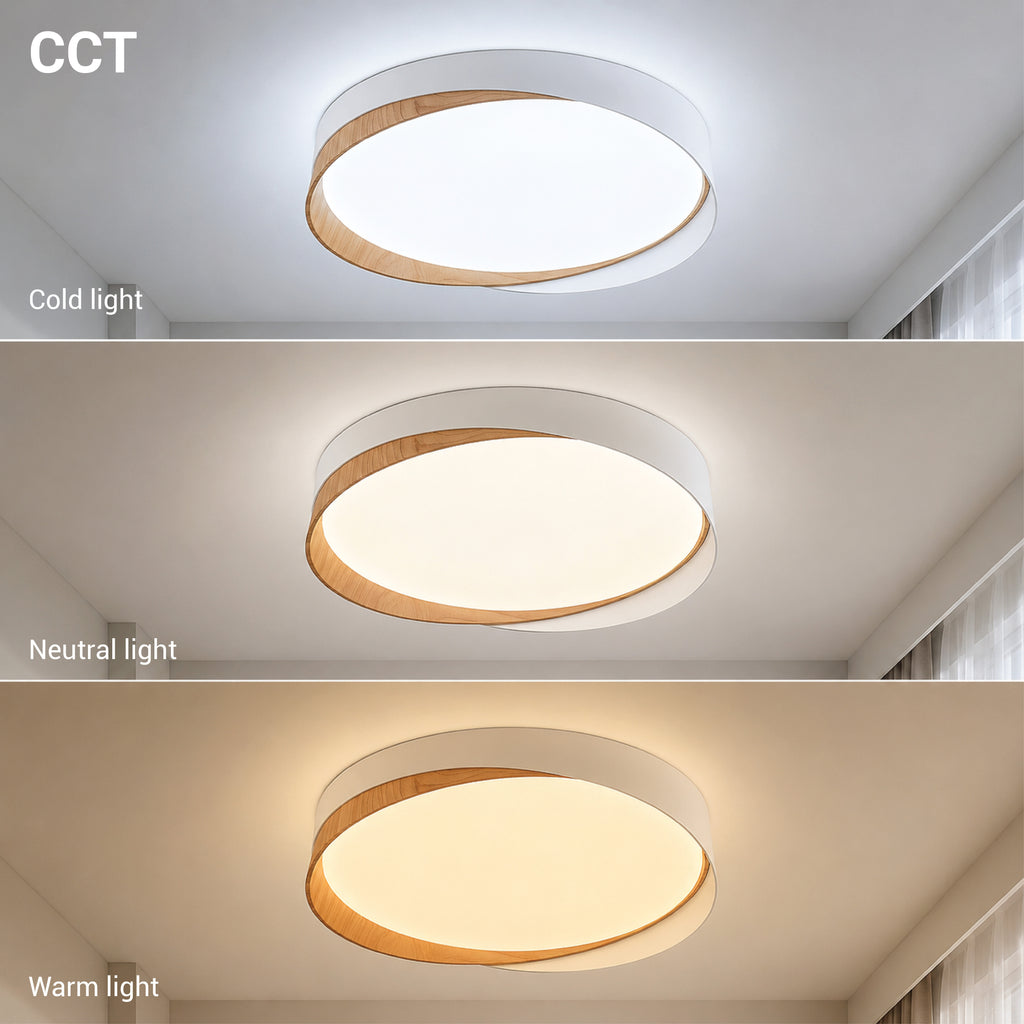 LED Ceiling Light White/Light Wood 36W 3CCT-Memory + Remote Control - image 3