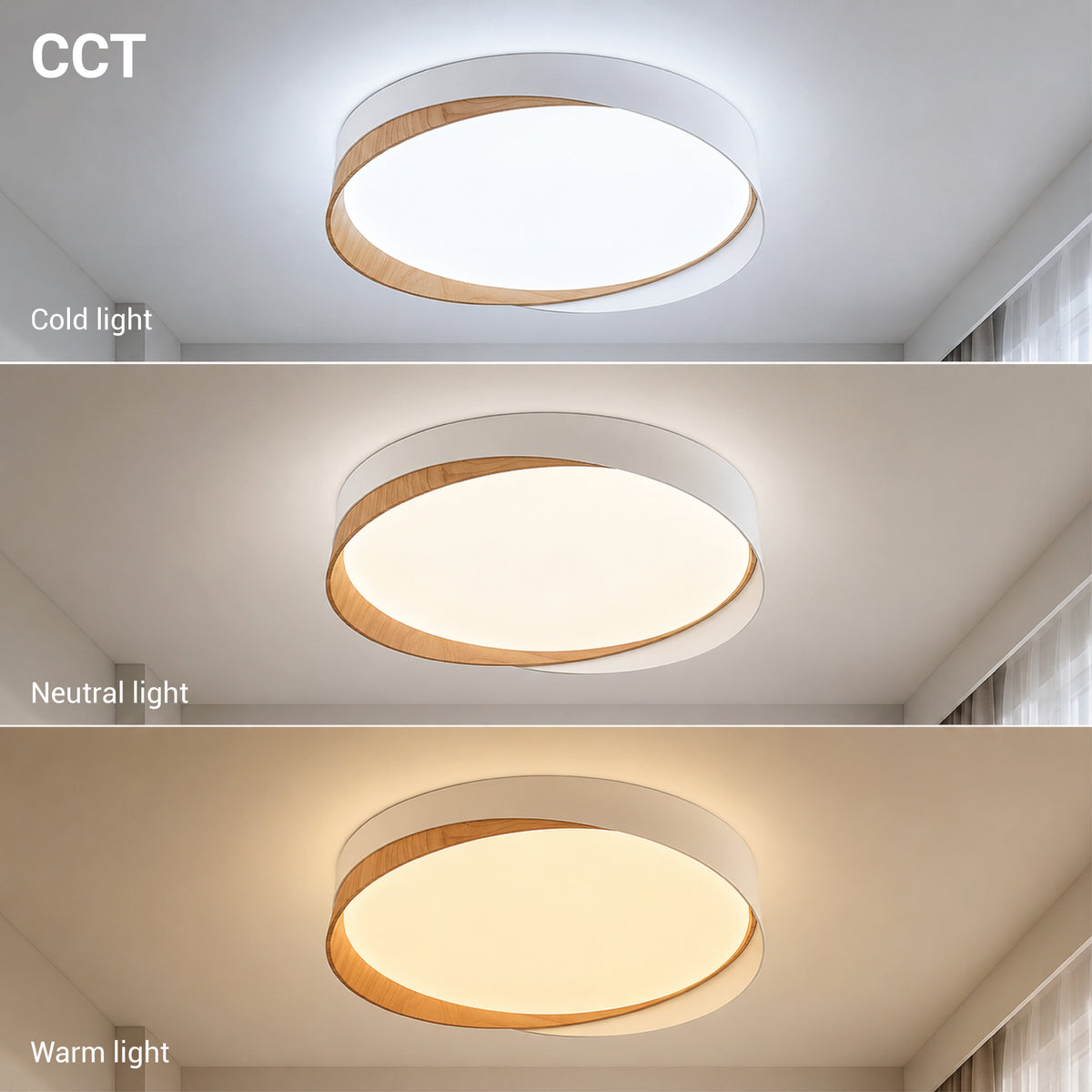 LED Ceiling Light White/Light Wood 36W 3CCT-Memory + Remote Control - image 3