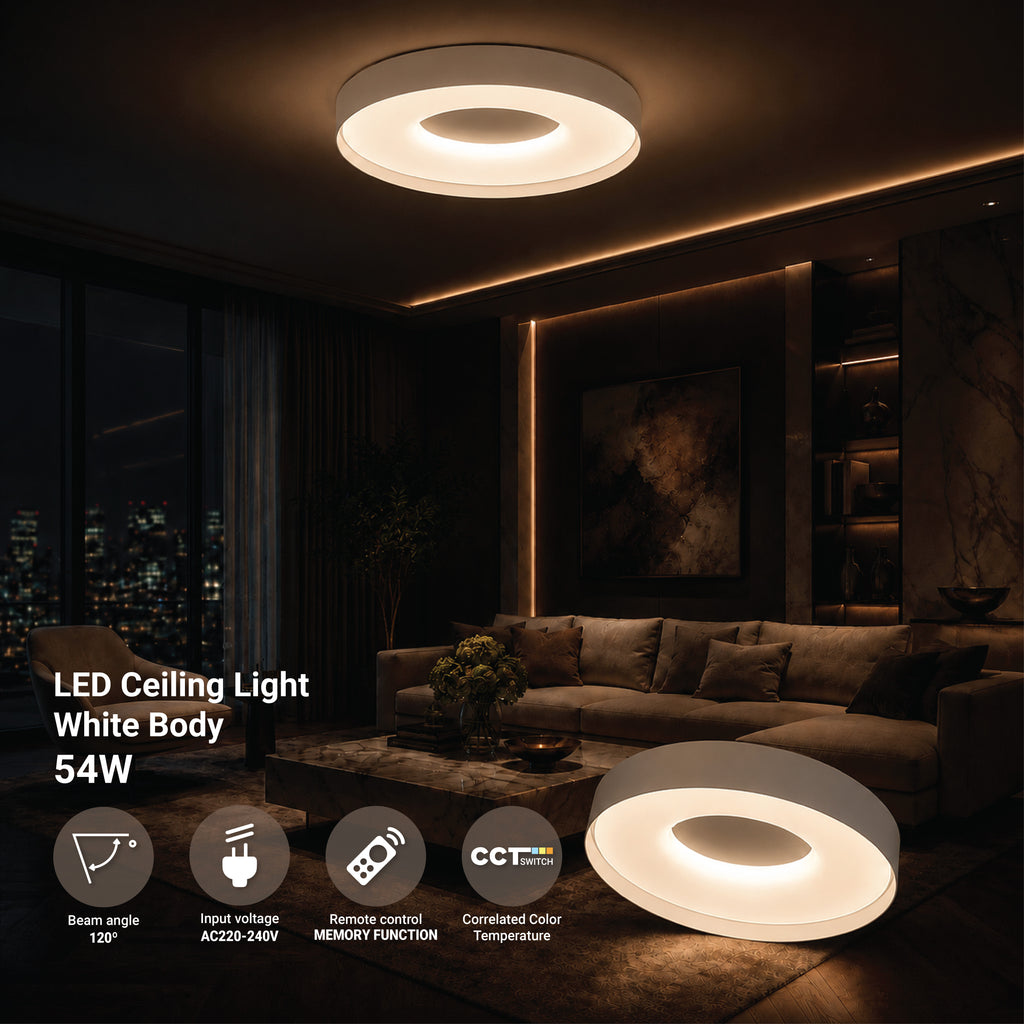 LED Ceiling Light White 54W 3CCT-Memory + Remote Control - product view