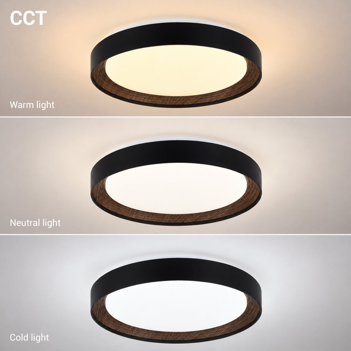 LED Ceiling Light Black/Walnut 54W 3CCT-Memory + Remote Control - image 3