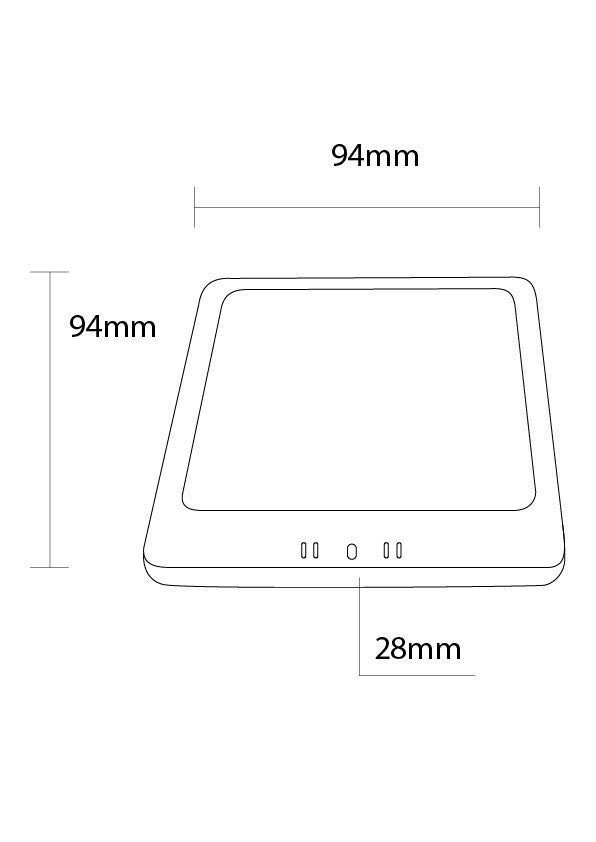6W LED Surface Panel Square 3CCT Black - product view