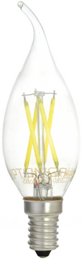 LED Filament Tip Candle Bulb C35T E14 Clear Glass Dimmable