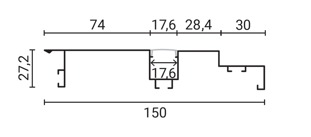 Aluminium Profile for Ceiling White body/White cover L=2M - energy label