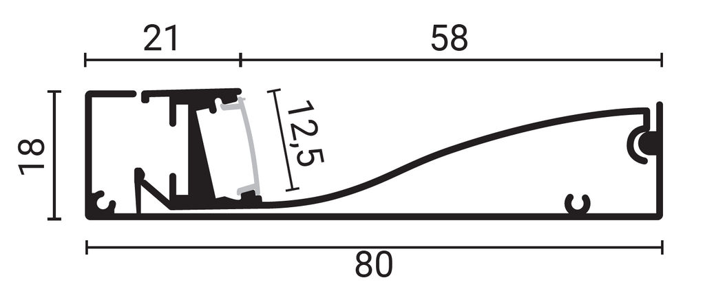 Aluminium Profile for Floor Silver Colour L=2M - energy label
