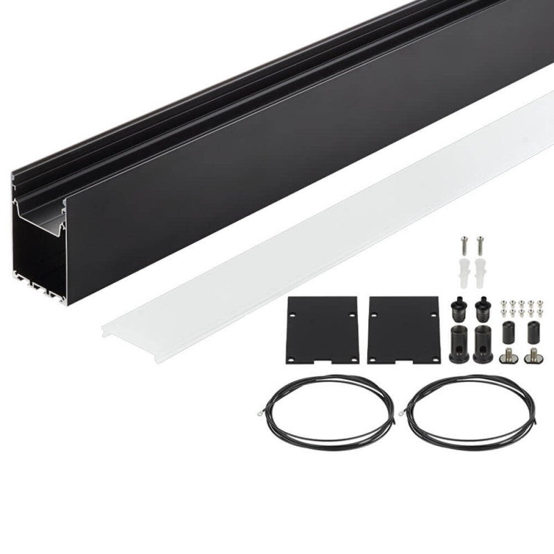 Aluminiumprofil für LED-Streifen Schwarzes Gehäuse/Weiße Abdeckung L=2M - product view