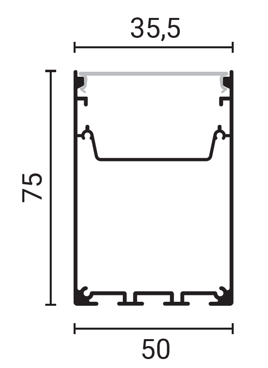 Aluminiumprofil für LED-Streifen Schwarzes Gehäuse/Weiße Abdeckung L=2M - energy label