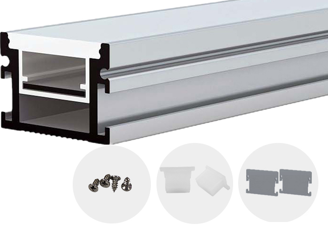 Aluminium Profile for LED Strip Silver Body/White Cover L=2M - product view