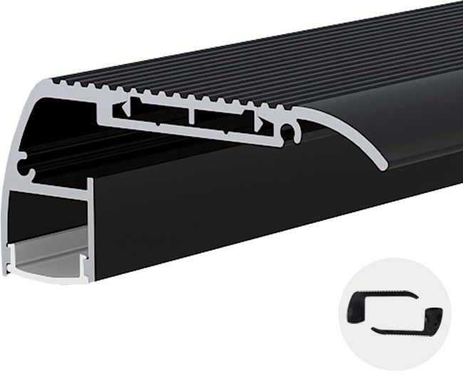 Aluminium Profile for LED Strip Black Body/White Cover L=2M - product view