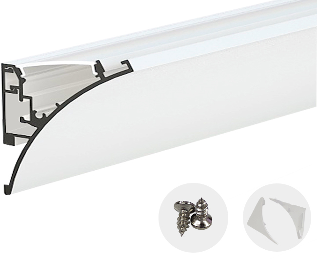Aluminium Profile for LED Strip Silver Body/White Cover L=2M - product view