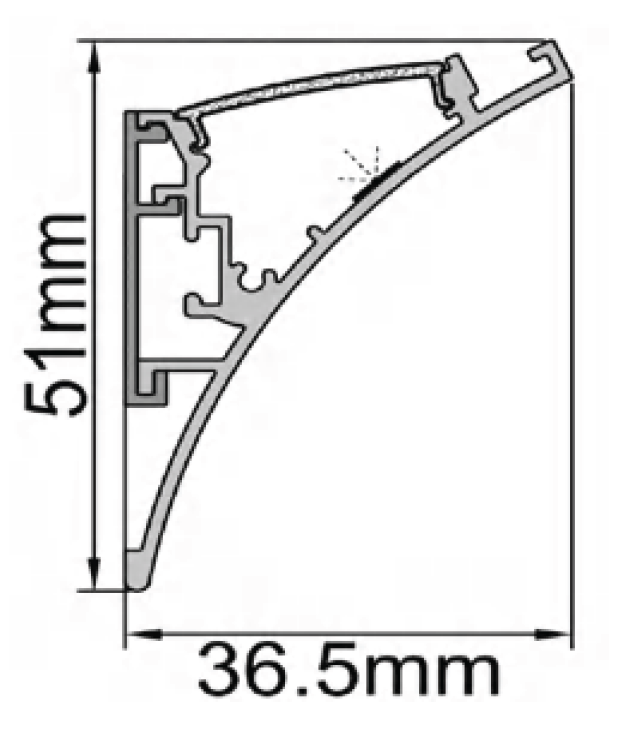 Aluminium Profile for LED Strip Silver Body/White Cover L=2M - energy label