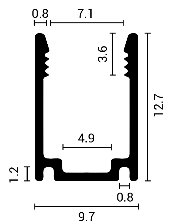 Aluminium Profile for LED Strip Silver Body L+2M - energy label