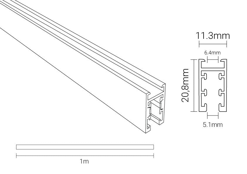 Hanging/Surface Magnetic Track System 1M - M05-S - product view