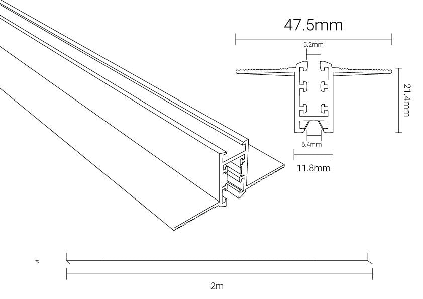 Recessed Magnetic Track System 2M - M05-R - product view