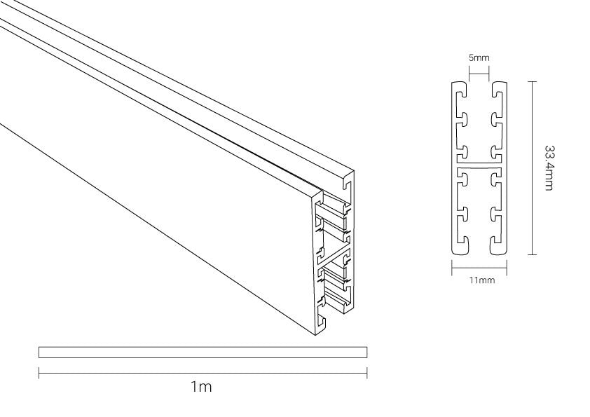 Hanging/Surface UP-DOWN Magnetic Track System 1M - M05-S2 - product view