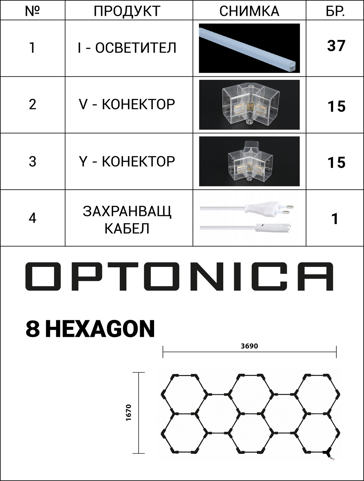 Hexagon SET Lights 8HEXS 259W With Accessories - image 4