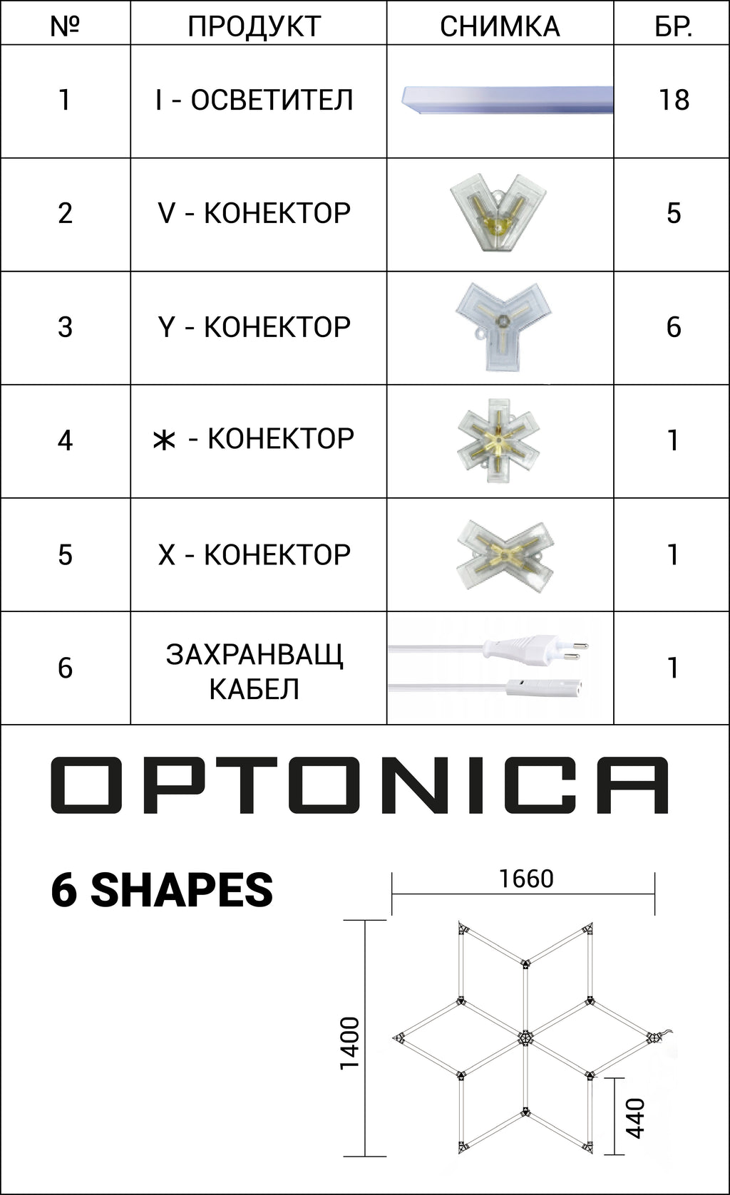 Hexagon SET Lights 6 SHAPES 126W with Accessories - image 4