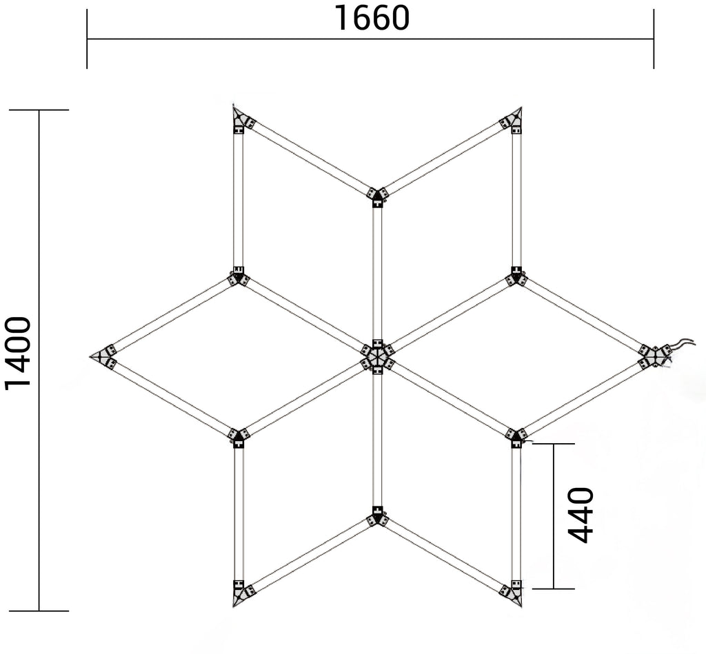 Hexagon SET Lights 6 SHAPES 126W with Accessories - product view