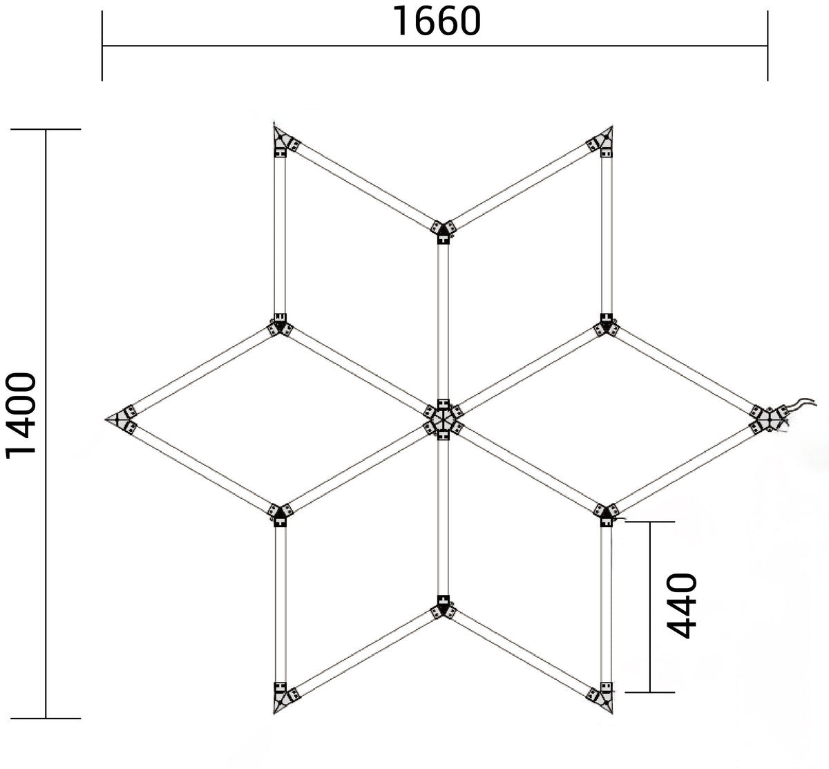 Hexagon SET Lights 6 SHAPES 126W with Accessories - product view