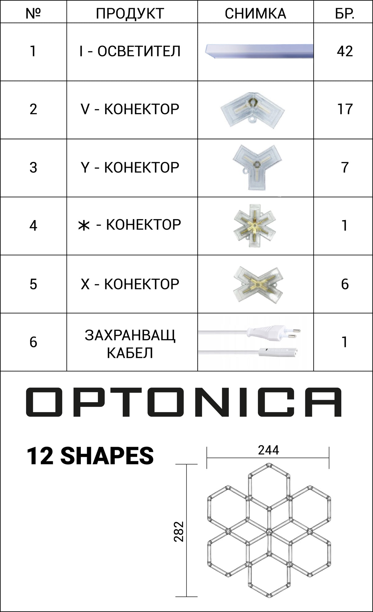 Hexagon SET Lights 12 SHAPES 294W with Accessories - image 3