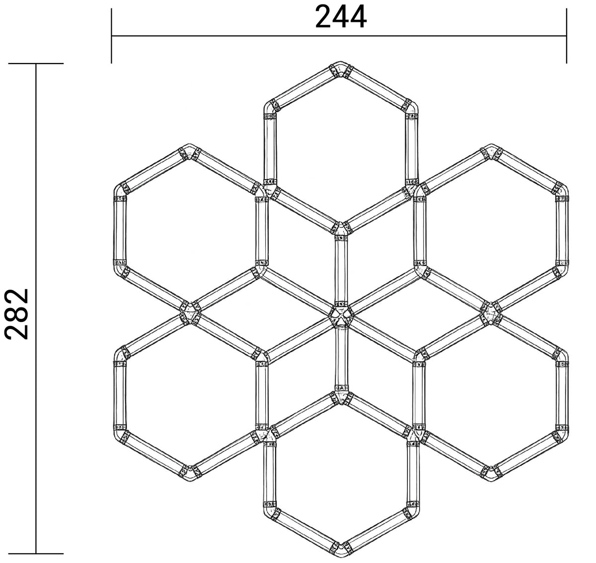 Hexagon SET Lights 12 SHAPES 294W with Accessories - product view
