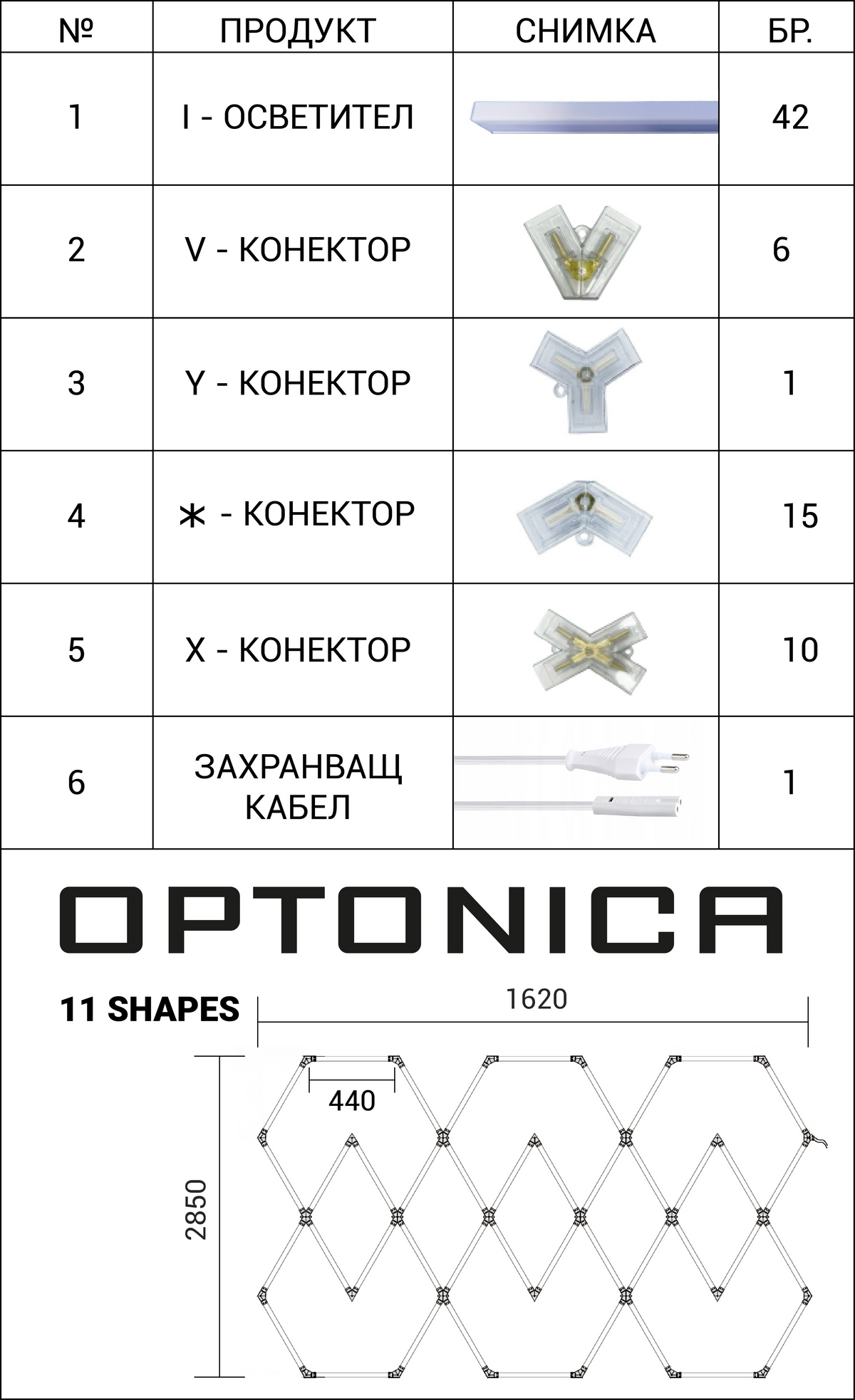 Hexagon SET Lights 11 SHAPES 428W with Accessories - image 3