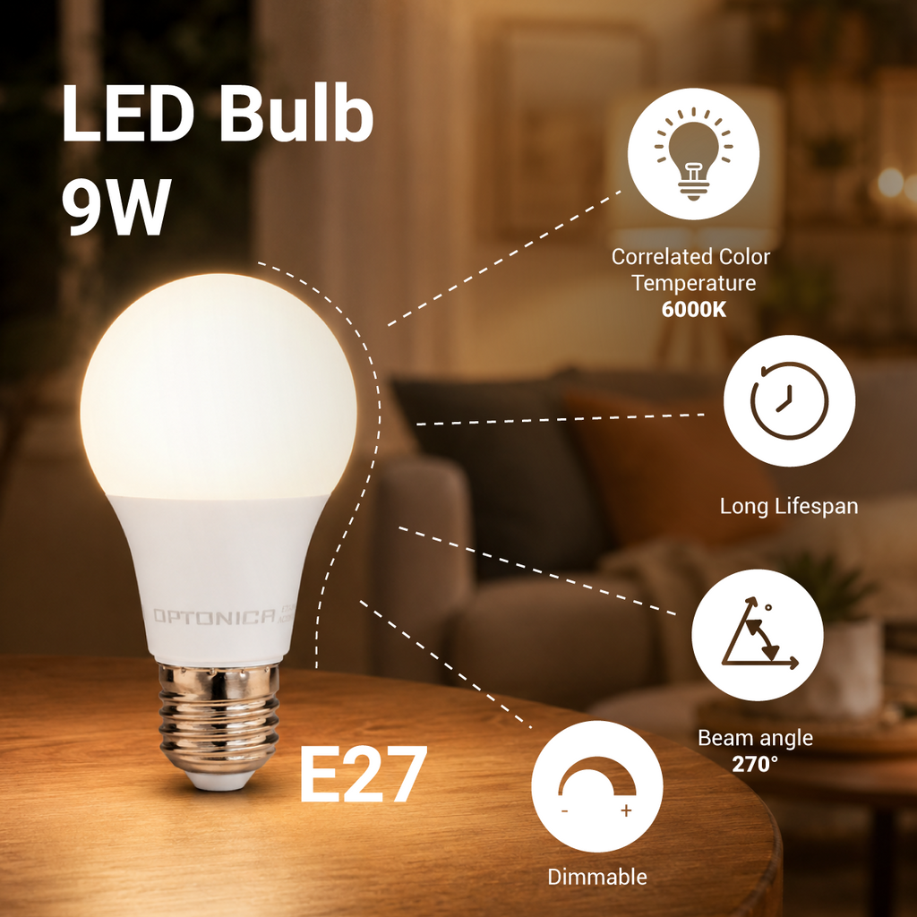 LED Bulb 9W And 11W E27 A60 Dimmable - product view