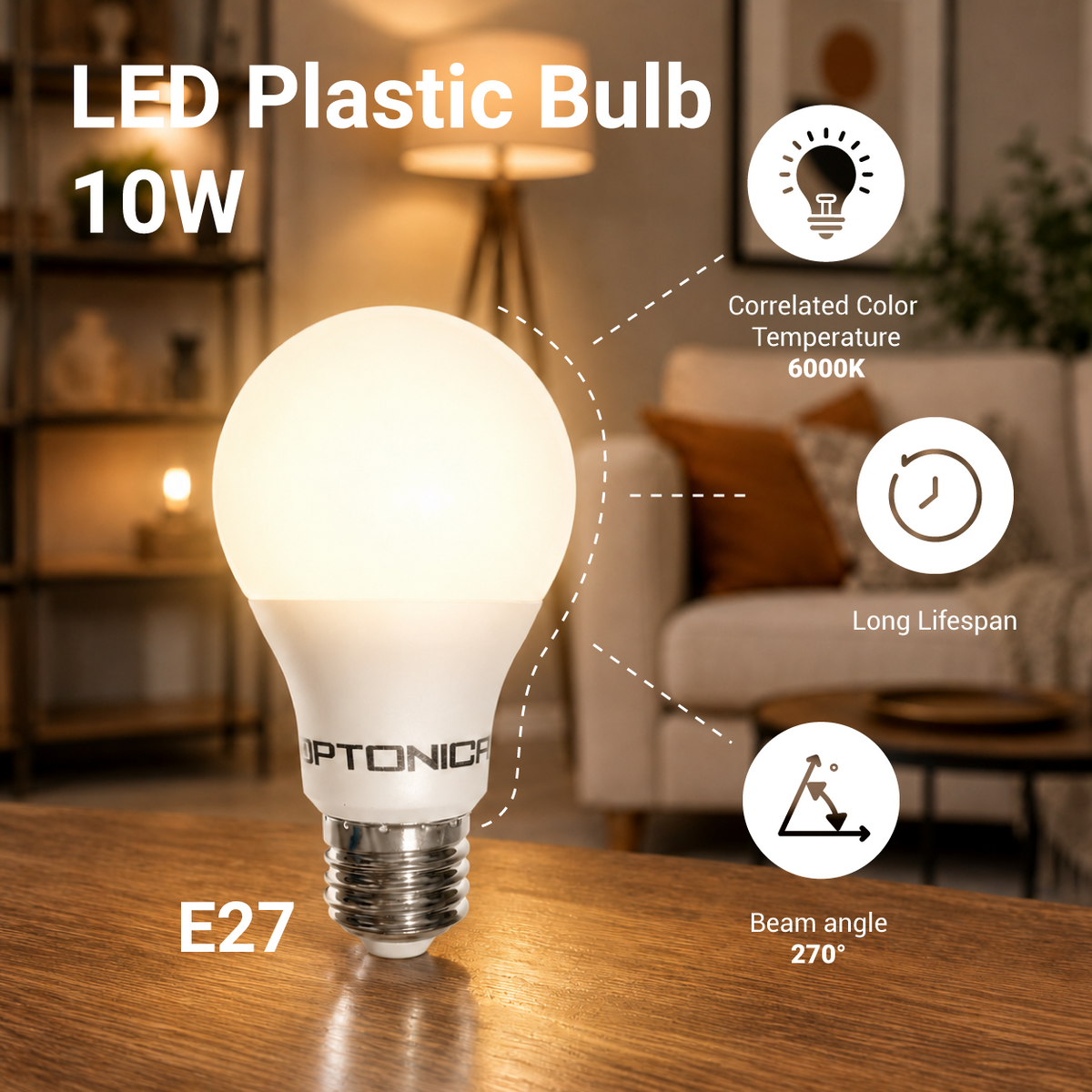 LED Plastic Bulb E27 A60 5 Years Warranty - product view