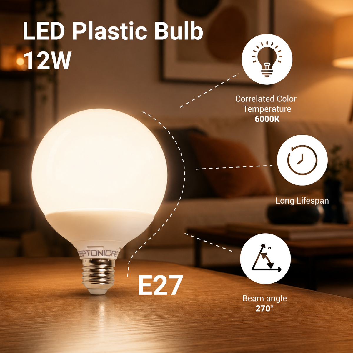 LED Plastic Bulb G95 E27 5 Years Warranty - product view